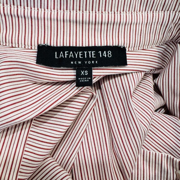 Lafayette 148 New York Pink Striped Button Down Shirt - Picture 9 of 10